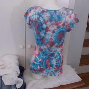 Old Navy Tops - Tie Dyed Blue Red Henley Knit Top L Festival Old Navy Tops - Tie Dyed Blue Red Henley Knit Top L Festival